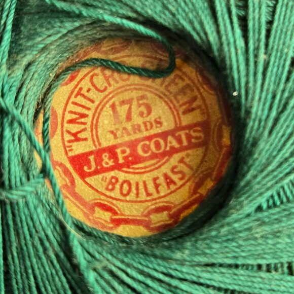 Vintage J & P Coats Knit-Cro-Sheen Mercerized Cotton Thread 175 Yards Teal Green - Picture 5 of 6